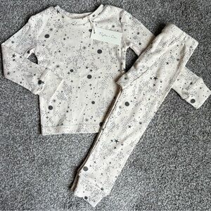 Rylee + Cru Cream Pajama Set with Black Star Print